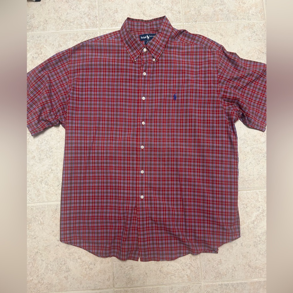 Ralph Lauren Blake Red Plaid Short-Sleeve Button-Down Shirt